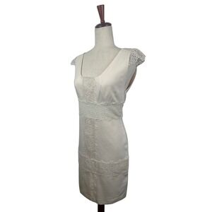 Yoana Baraschi Cream Lace Dress‎ Cocktail Party Sleeveless Beige Size 6 NWOT